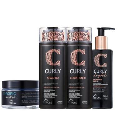 Imagem de Kit Truss Curly - Shampoo 300ml + Condicionador 300ml +  Leave-In Ligh
