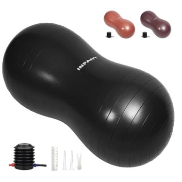 Imagem de INPANY Bola de amendoim – Bola de exercício anti-explosão para parto, fisioterapia para crianças, força central, casa e academia (inclui bomba) preta