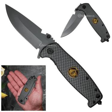 Imagem de Canivete Tático Semiautomático com Quebra-Vidro e Trava de Segurança S