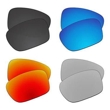 Imagem de EZReplace Lentes de reposição para óculos de sol Oakley Fuel Cell OO9096 (lentes polarizadas) – Serve para armação de célula de combustível Oakley (preto carbono + azul gelo + vermelho fogo + prata