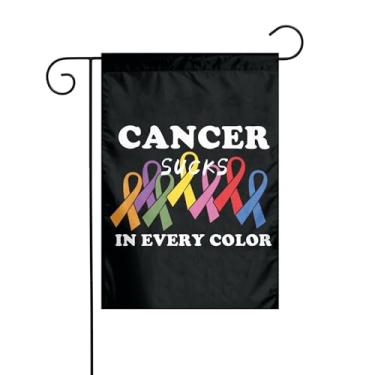 Imagem de Fight Cancer In All Color Fight Cancer Awareness Ribbons Flag Dupla Face Garden Flags Welcome Banner Decoration For Wedding Party Yard 12x18 polegadas