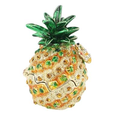 Imagem de Caixa de Bugigangas Estatuetas Pintadas à Mão, Estojo de Armazenamento de Jóias de Esmalte Com Cristal de, Mini Caixa de Lembrança Decorativa para Brincos de Anel, Ocasiões