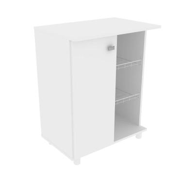 Imagem de Balcão Fruteira com 1 Porta e 2 Cestos de Metal BF3205 Branco Tecnomobili