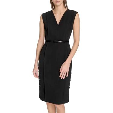 Imagem de Calvin Klein Vestido feminino de festa de mergulho na altura do joelho, Preto, 46