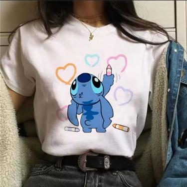 Imagem de Camiseta Algodão Premium Feminina Stich Desenho - Bachur, Branco, GG