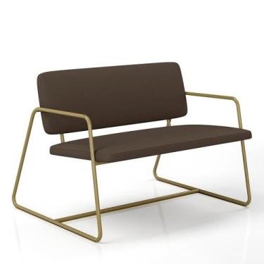 Imagem de Namoradeira Estofada Sintra Industrial Dourado/suede Marrom - M.a - A 