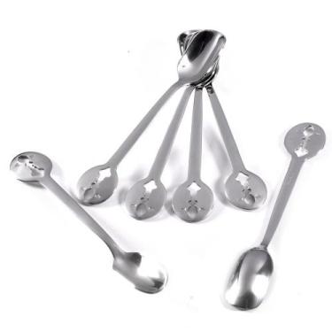 Imagem de Jogo com 6 Colheres de Café Chá Aço Inox Luxo Sobremesa Talheres Prata