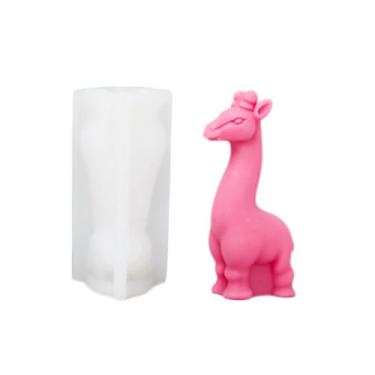 Imagem de Xidmold Molde de vela de girafa 3D, molde de silicone de girafa animal para fondant, resina epóxi, vela de cera de soja, gesso, sabão, enfeite de gesso, artesanato faça você mesmo