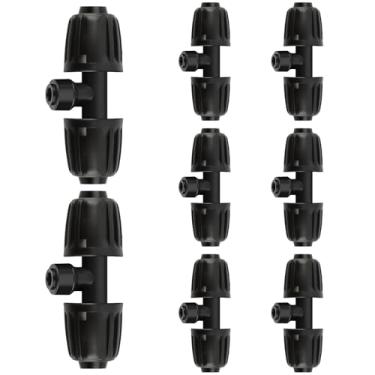 Imagem de Kalolary 8 peças de conexão rápida 1/5.1 cm a 1/10.2 cm acessórios de irrigação por gotejamento T farpado conector de 3 vias