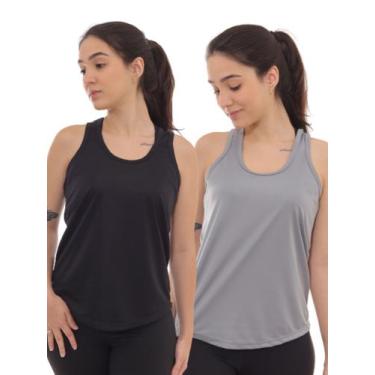 Imagem de Kit 2 Peças - Camiseta Regata Feminina Dry Fit Estampada Poliester Aca