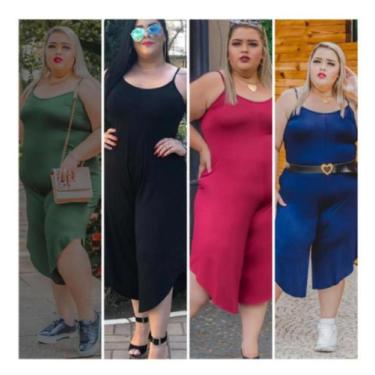 Imagem de Macacão Feminino Plus Size Pantacourt Soltinho Preço Atacado - Wild, C