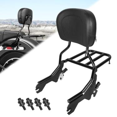 Imagem de AUFER Encosto vertical do passageiro Sissy Bar Bagageiro Kits de hardware de ancoragem com apoio traseiro compatível com Softail Low Rider FXLR FXLRS FXLRST Sport Glide FLSB 2018-Later