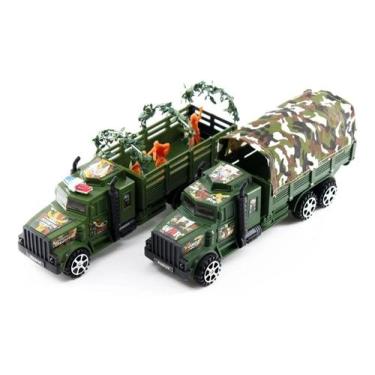Imagem de 2 caminhão militar brinquedo a fricção camuflado veículo blindado guer
