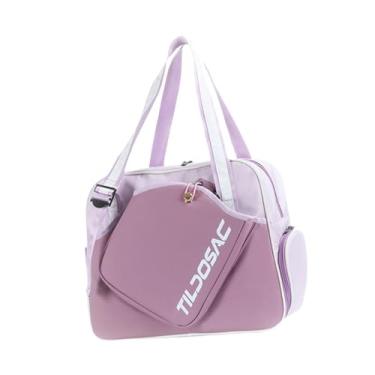 Imagem de Colaxi Bolsa para raquete de pickleball com compartimento para sapatos, bolsa profissional para raquete de tênis, para transporte de raquetes para esportes, Roxo