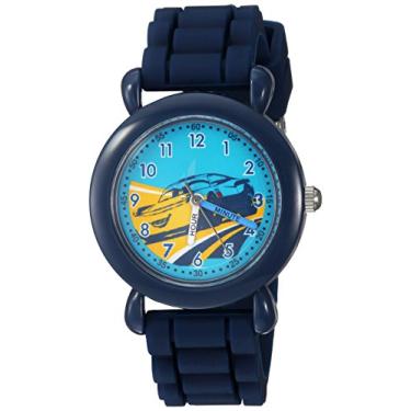 Imagem de Disney Relógio analógico de quartzo masculino Carros 3 com pulseira de silicone, azul, 15 (modelo: WDS000301)