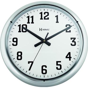 Imagem de 6128s Relógio Parede 40cm Cromado Sem Barulho Silencioso Prata