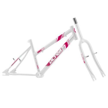 Imagem de Kit Quadro e Garfo Ultra Bikes Feminino Marcha Umbf20, Branco, Aro 20