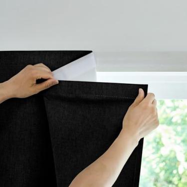 Imagem de Jilron Cortina adesiva, 100% cortinas blackout, sem perfuração, adequada para proteção de privacidade em várias cenas (preta - L99 × C 182 cm)