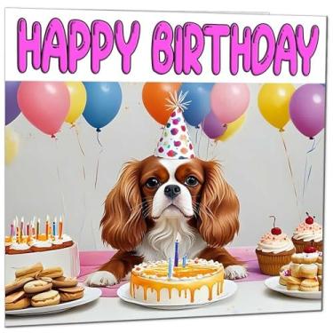 Imagem de Cartão de aniversário Cavalier King Charles Spaniel - Cartão divertido de aniversário de cachorro 145 x 145 mm