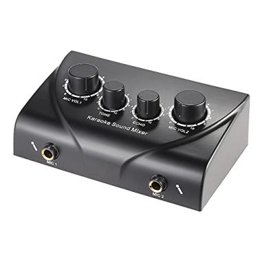 Imagem de Btuty Mixer De Som Karaokê Com Duas Entradas Microfone E Amplificador Fone Ouvido Áudio 2 Canais Cabo N-1, Cor Preta