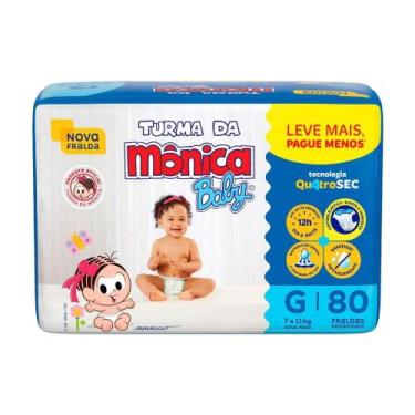 Imagem de Fralda Turma da Mônica Baby Até 12h de Proteção G 80 Unidades