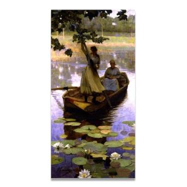 Imagem de Retorno do Mercado John Lavery Iconic Realist Portrait & War Scene Canvas Art – Decoração de parede irlandesa atemporal para casa 20 x 39,9 cm Un Framed