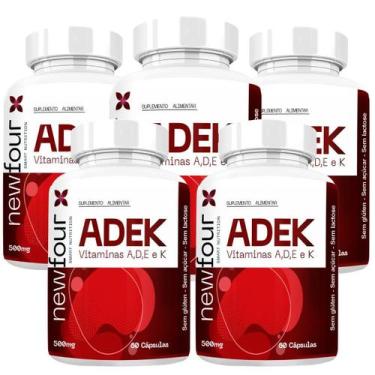 Imagem de Suplemento Adek Vitaminas A D E K Kit 5 Unidades 60 Cápsulas - New Fou