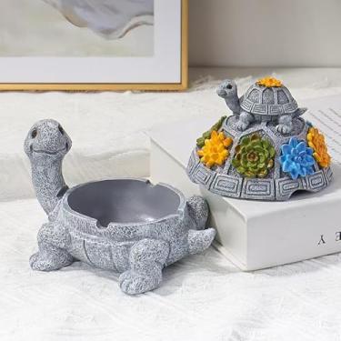 Imagem de Cinzeiro criativo retrô coberto mãe filho tartaruga em forma de tartaruga