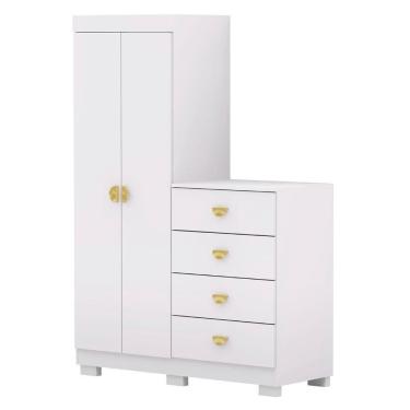 Imagem de Guarda Roupa Cômoda 4 Gavetas 120cm Cristal Branco - Vila Rica
