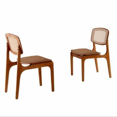 Imagem de Conjunto com 2 cadeiras Malta Premium em Madeira Maciça para Sala de Jantar Moderna Mobília