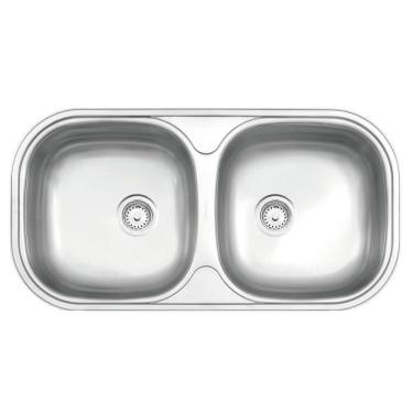 Imagem de Cuba De Embutir/sobrepor Tramontina Isis 2c 34 Bs Em Aço Inox Acetinado 78x40 Cm