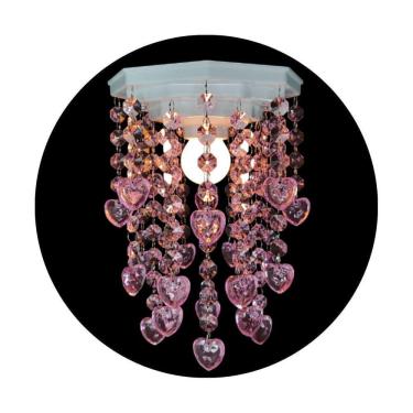 Imagem de Lustre Infantil Moderno com Base e Pingentes Rosa