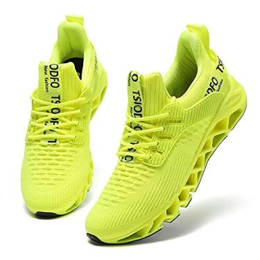 Imagem de SKDOIUL Tênis esportivo feminino para caminhada, moderno, casual, esportivo, tênis de corrida, A069 Verde fluorescente, 11