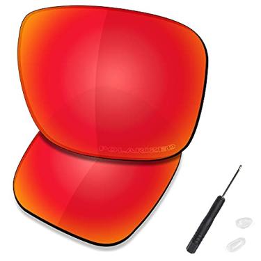 Imagem de Saucer Lentes de reposição premium, chave de fenda H20 e peças de nariz para óculos de sol Oakley Holbrook Metal OO4123, Alta definição - vermelho fogo polarizado, Tamanho �nico