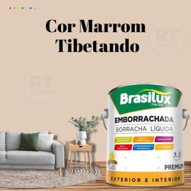 Imagem de Tinta Borracha Líquida Cor Marrom Para Parede 3,2l Acrílica Lavável An