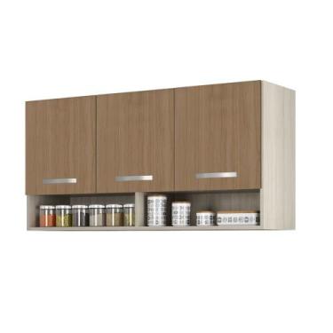 Imagem de Armario Aereo cozinha 3 portas 1,20cm com nicho Alice Plus HR Móveis, 