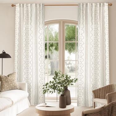 Imagem de Conjunto de 2 painéis de cortinas de linho, 2 painéis, estampa floral de casa de fazenda, transparente, plissada, transparente, cortinas de filtragem de luz para sala de estar, sala de jantar