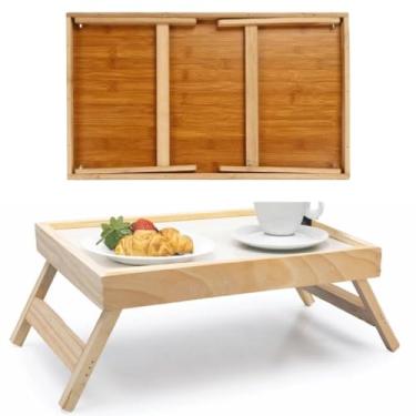Imagem de Mesa Para Café da Manhâ Dobrável De Madeira Refeições Na Cama 38X24cm