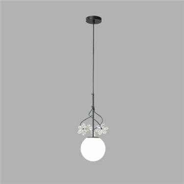 Imagem de WLHAZMWY Luminária pendente americana moderna metal pingente luminária globo de vidro leitoso lâmpada suspensa flor de cristal nórdico (ondas de golfinho)