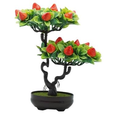 Imagem de Generic Vaso de planta artificial, vaso de árvore frutífera artificial, enfeite de mesa, simulação de para banheiro, interior, exterior, casa, mesa de centro, Morango