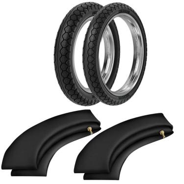 Imagem de Kit Pneu Bis Pop 80/100-14 + 250-17 Pd29 Rinaldi