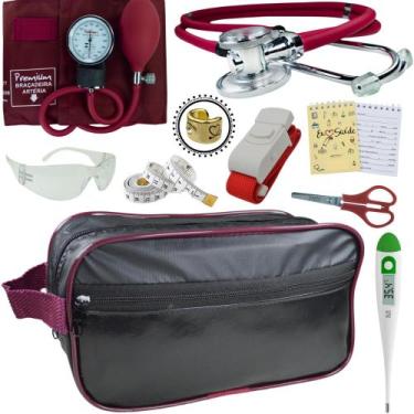 Imagem de Kit Academico Enfermagem Premium Preto Completo - Love Saude, VINHO PR