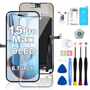 Imagem de EFAITHFIX Tela de substituição para iPhone 15 Pro Max OLED [NÃO LCD] Tela sensível ao toque 3D FHD Montagem de moldura digitalizadora A2849 A3105 A3106 A3108 com ferramentas de reparo Protetor de tela