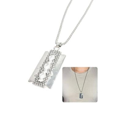 Imagem de Corrente Cordão Masculino 70Cm Pingente Navalha Gilete