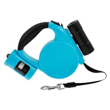 Imagem de Coleira longa retrátil para cães com alça antiderrapante, ABS ajustável e policarbonato 360°, guia resistente para cães com suporte para saco de cocô e saco de lixo para cães pequenos/médios/grandes