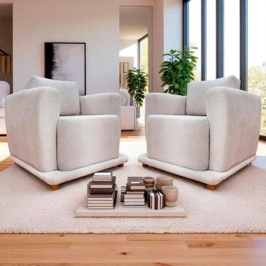 Imagem de Kit 2 Poltronas Decorativa Luxo Para Sala Recepção Escritório Confortável Bridge Boucle Premium
