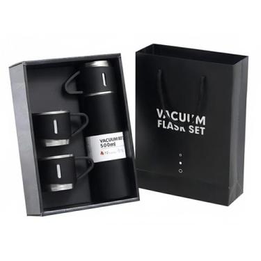 Imagem de Garrafa Térmica Preta Inox Fosca 500ml Portátil Ideal para Presentes -