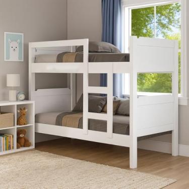 Imagem de Beliche Bicama Bibox 100% MDF Vira Duas Camas Versátil com Escada e Grade Proteção (Branco)