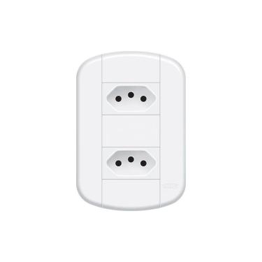 Imagem de Tomada Dupla Fame Blanc+ 2p+t 10a Com Placa 4x2 Branca