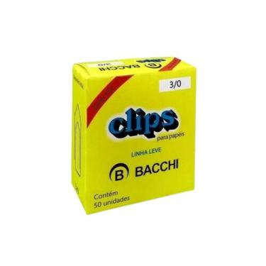 Imagem de Caixa c/50 clips galvanizados 3/0 clipes escritório bacchi